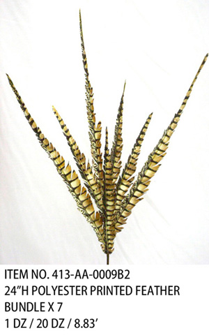 24"H POLYESTER PRINTED FEATHER BUNDLE X 7