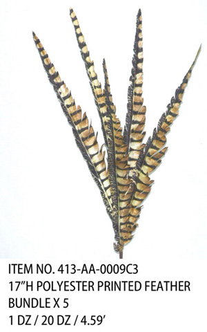 17"H POLYESTER PRINTED FEATHER BUNDLE X 5