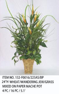 24"H WHEAT/WANDERING JEW/GRASS ON PAPER MACHE POT