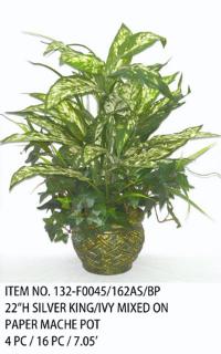 22"H SILVER KING/IVY MIXED ON PAPER MACHE POT