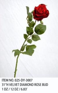 31"H VELVET DIAMOND ROSE FLOWER BUD