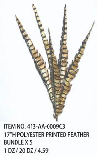 17"H POLYESTER PRINTED FEATHER BUNDLE X 5